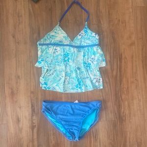Kids Blue Tropical tankini